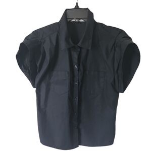 JustFab Women's Black Pintuck Cap Sleeve 100% Cotton Shirt Top Size S